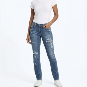 Kut from the Kloth Women's Straight Leg Distressed Jeans - Blue